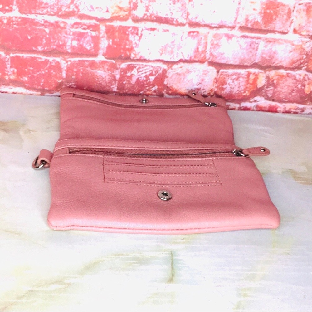 Stone Mountain Soft Mauve Leather Fold over Wallet Quilted Women's Bag - Picture 3 of 5